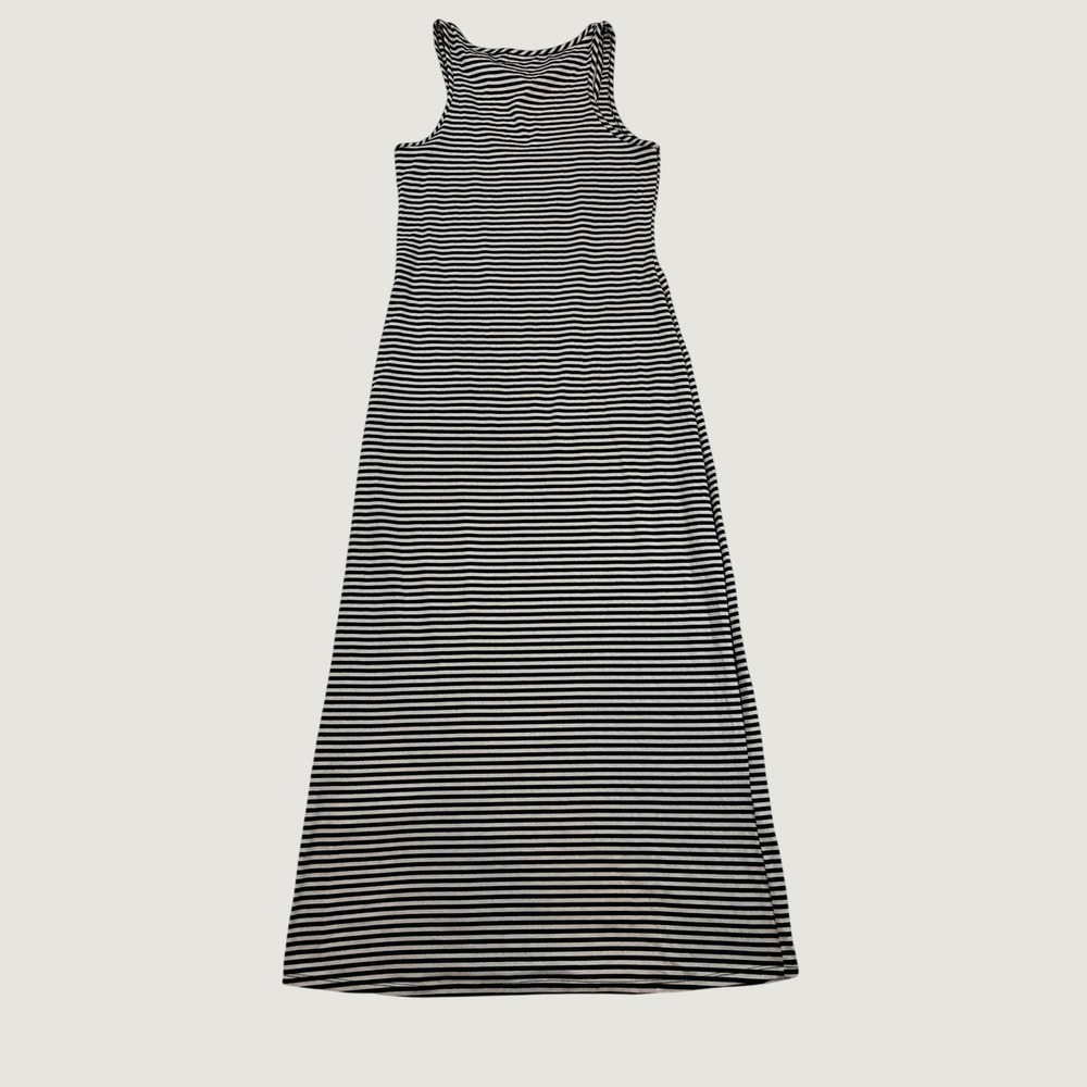 Chances R Women's Medium Striped Maxi Dress Black White Sleeveless Tank Knit G9